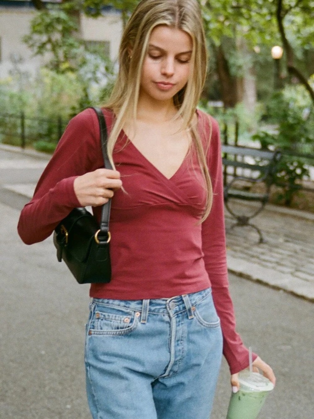 Brandy Melville Amara Top - Burgundy - Picture 7 of 7